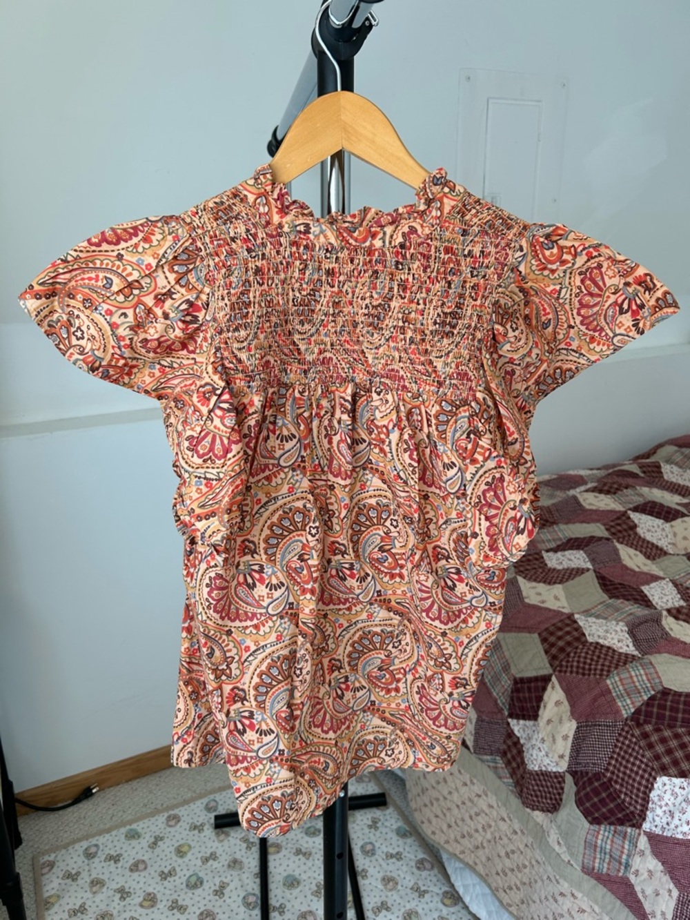 House of Harlow 1960 Paisley Rust Top Peasant Ruffle Blouse - Picture 2 of 8
